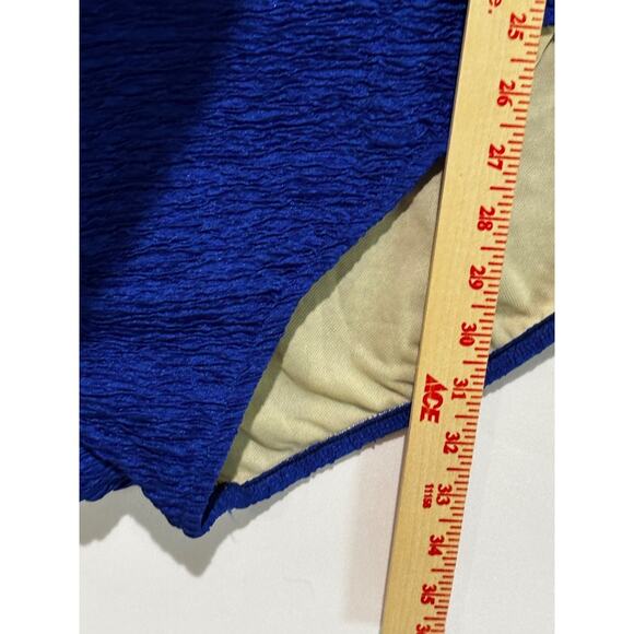New Penbrooke krinkle Crossover Chlorine Resistant Blue OnePiece Swimsuit Sz 24W - Picture 7 of 12